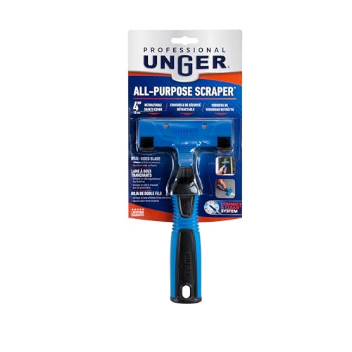 Unger Professional Connect and Clean 4" All-Purpose Scraper, Window, Glass, and Floor Scraping Tool Supplies, Adhesive Removal, Gum, Stickers, Paint Removal, Dual-Sided Blade - size: 4", style: All-Purpose Window Scraper