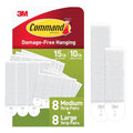 Command 15 & 10 lb Assorted Picture Hanging Strips, 16 Pairs (32 Strips) - size: Medium & Large