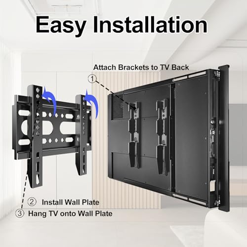 Fixed TV Wall Mount for 14-42" Flat Screen TVs, Small Wall Mount TV Bracket fit 19 24 28 32 35 39 40 inch, VESA Up to 200x200mm 55lbs Max Load, Easy Install Low Profile Monitor Mount Bracket