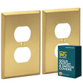 Rio Salto Duplex Outlet Cover Receptacle Wall Plate Electrical Outlet Covers BRASS Brushed Gold Metal Decorative Wall Plate — Deco Collection 4.50" X 2.75" - color: Duplex 1-Gang (2-Pack)