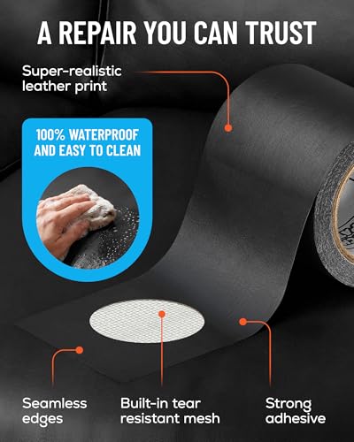 MATCH 'N PATCH Black Leather Repair Tape, 2.25" x 15' for Furniture - color: Black, size: 2.25" x 15'