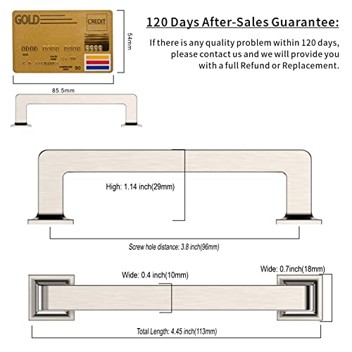 Amerdeco 10 Pack Brushed Satin Nickel Cabinet Pulls 3-3/4 Inch(96MM) Hole Centers Kitchen Cabinet Handles Cabinet Hardware Kitchen Handles for Cabinets Cupboard Handles Drawer Pulls ZH0019 - color: Brushed Satin Nickel, size: 3.75" Hole Center