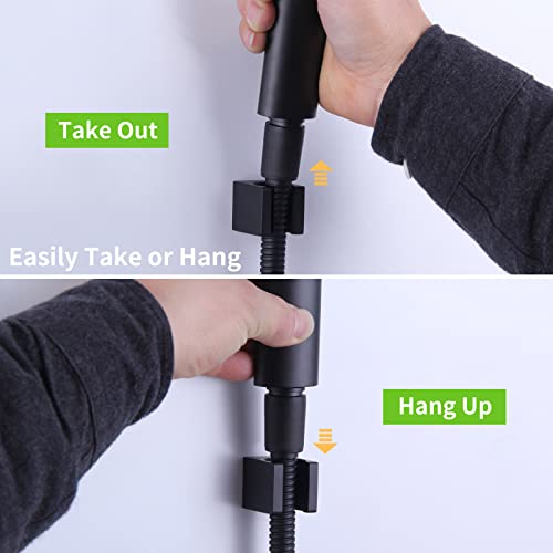 Angle Simple Shower Wand Holder Wall Mount, Solid Brass, Matte Black - color: Matte Black
