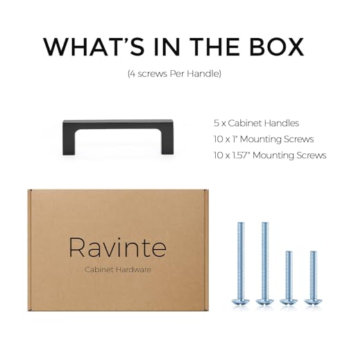 Ravinte Matte Black Kitchen Cabinet Handles 3 Inch Pulls 5 Pack - color: Matte Black, size: 3 Inches Hole Center