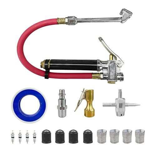 17 Piece 0-200 PSI Tire Inflator and Pressure Gauge Kit