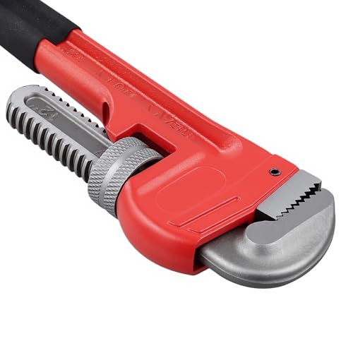 HOIGON 5 Piece Heavy Duty Plumbers Pipe Wrench Set, 8" 10" 12" 14" 18" Heat Treated Adjustable Straight Pipe Plumbing Wrench Set with Soft Grip for Household Plumbing Repairs - color: Red, size: 8" 10" 12" 14" 18"
