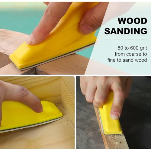 POLIWELL Micro Sander Tool, Detail Finger Sander for Crafts, 80 PCS Wet Dry Sandpaper 80 120 150 180 240 320 400 600 Grit + 3.5” x 1” Mini Handle Sanding Block for DIY, Wood, Metal and Narrow Spaces - style: 80 Pcs