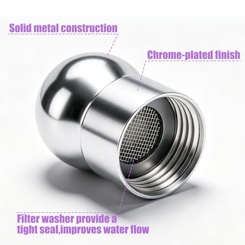 1/2 Inch Shower Arms Ball End Adapters with Gasket Washer Filters, Flexible Shower Head Ball Joint Replacement Parts for Fixed or Handheld Swivel Showers Chrome-Plated Finish & Tightly Sealed