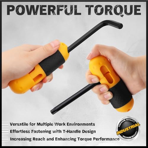 ELEAD Hex Key Allen Wrench Set: 41-Piece Hex and Torx Key Set with Torque Handle, Standard SAE(0.028"-3/8") & Metric(0.7mm-10mm) & Torx(T9-T50) in Storage Case, Heat Treated Chrome Vanadium Steel - style: New Version