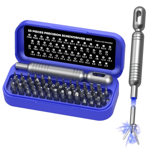 Kingsdun 55 in 1 Precision Screwdriver Set, Mini Magnetic Repair Tool Kit | 54 Durable Bits with Portable Case for Electronics, Phone, Laptop, Watch, Eyeglasses Repair, DIY Project, Gifts for Men Women