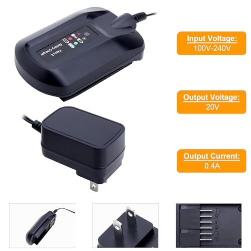 Replacement for Worx Battery 20V Charger WA3742, 20-Volt Battery Charger Compatible with Worx 20V Battery WA3525 WA3520 WA3578 Charger