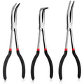 3 Pcs 11 Inch Needle Nose Pliers Set 25° 45° 90° Bent Nose Pliers for Commodity Production, Hardware Bending and Electronic Assembly