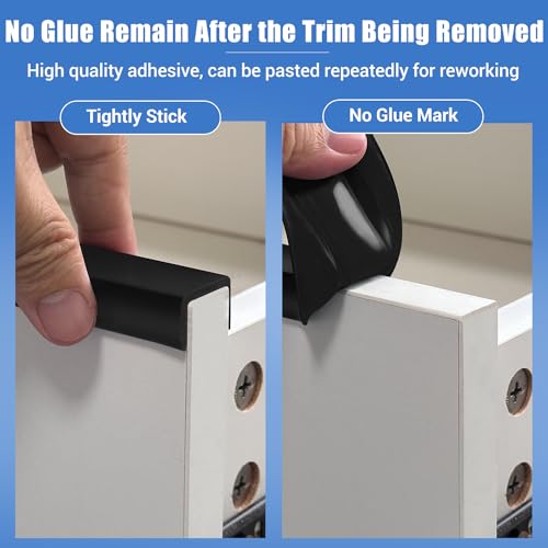 Rubber Edge Trim, Self-Adhesive U Channel Edge Protector for Plywood, Cabinet, 1/2" Wood Edge Banding, Flexible Furniture Repair, EPDM Material, Fit 1/2"(12mm), Length 10Ft, Black - size: Fit 1/2"- L10'