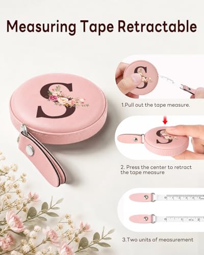Maicican Retractable Tape Measure, Pink Leather Sewing Measuring Tape, S - color: Tape Measure-Pink S