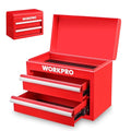 WORKPRO Metal Mini Tool Box with 2 Drawers and Top Storage - color: Red