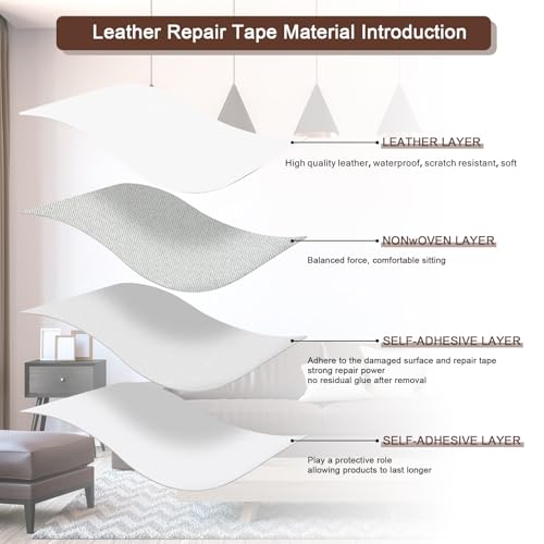 JDLUGH Leather Repair Patch Tape, 8.2x11 Inch, White, 2PCS - color: White, size: 8.2x11 Inch