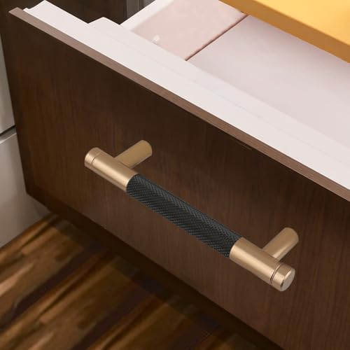 12 Pack 3 3/4 Inch 96 mm Bronze and Black Knurled Cabinet Handles Cabinet Pulls Aluminum Handles Pulls Oxidation Finish with Diamond Pattern pulls - color: Bronze and Black, size: 3 3/4 Inch