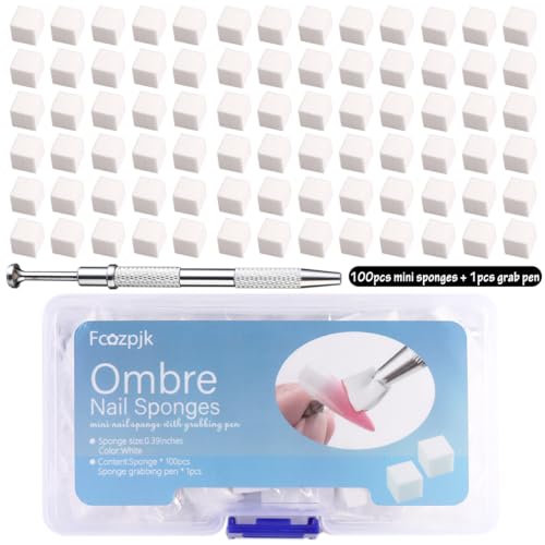 Fcozpjk Soft Sponges with Grabbing Pen for Ombre and Aura Nail Art with Brush, Professional Manicure Nail Art Tools Accessories Supplies, 100 Pieces - color: Ombre Nail Sponges