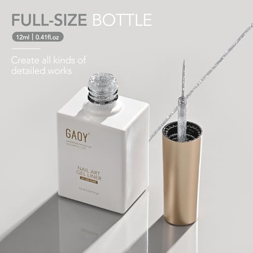 GAOY Silver Glitter Swirl Gel Nail Polish Art Liner, 12ml Sparkly Color - color: Silver Glitter