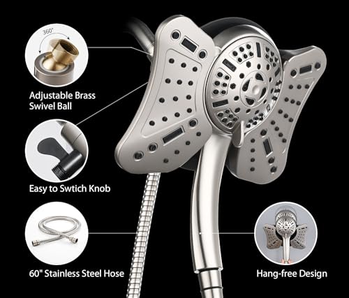GRICH Shower Head with Handheld Spray - Dual High Pressure Showerhead - color: Nickel, size: 2.5 GPM