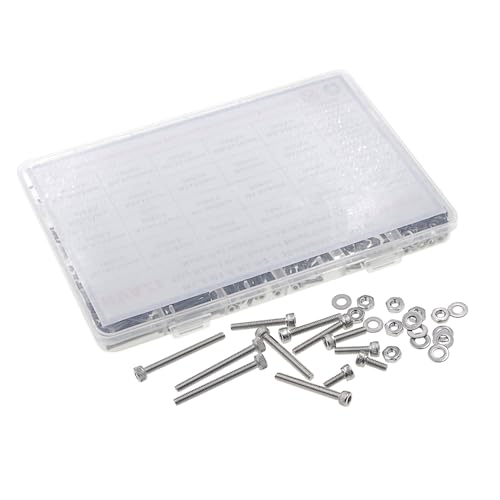 1050PCS M1.4-M2.5 304 SS Socket Head Cap Screws Nuts Flat Washers Kit