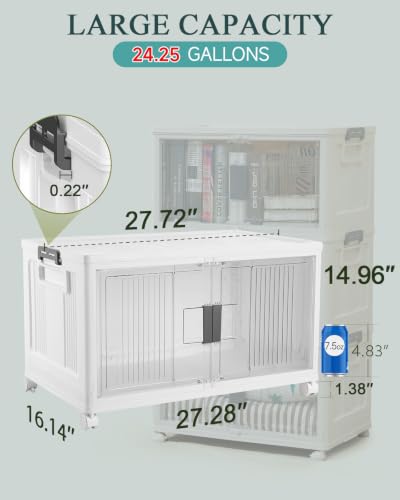 OlarHike 97QT Storage Bins with Lids for Closet, Garage, Shelves, 3 Pack - size: 97QT-White