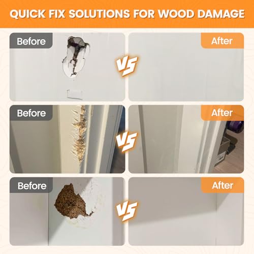 Wood Filler, Wood Putty, Wood Hole Filler, 16 Oz White Wood Repair Kit - color: White