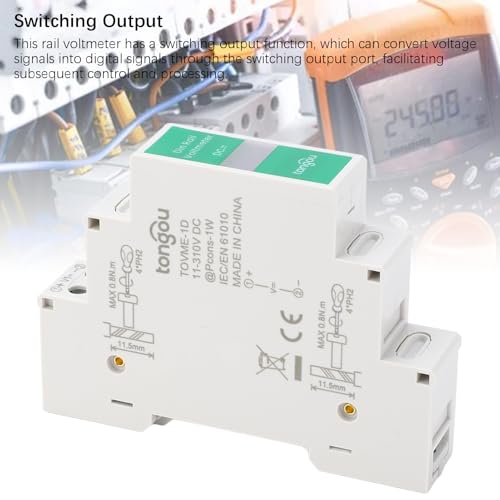 DIN Rail Voltmeter, DC 11V-310V DC Voltage Meter, Digital Display, 3 Display Digits, with English User Manual