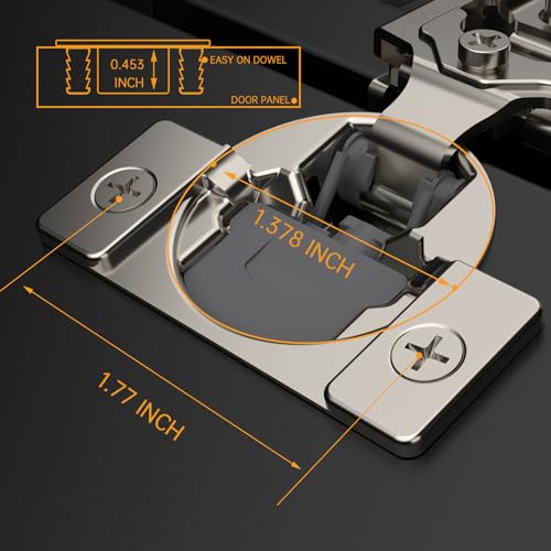 Chibery 4 Pack 1/2" Overlay 3D Soft Close Concealed Kitchen Cabinet Hinge for Face Frame Door, Pre-Assembled Easy-on Dowels, Self Closing Hidden Satin Nickel, 105° Open Concealed Stainless Steel - size: 1/2 inch Overlay
