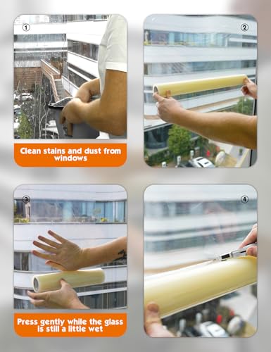 ROLLINDOG 2Mil Self Adhesive Clear Protective Glass Film 24 Inch x 100 Ft - color: 24 inch x 100 feet