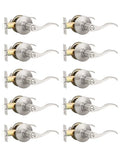 Mengico 10 Pack Satin Nickel Privacy Door Lever, Modern Interior Door Knobs Locks for Bedroom and Bathroom, Heavy Duty Door Handle, Reversible Wave Lever Handle - size: Privacy Function - Keyless