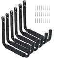 Garage Storage Utility Hooks, 9" Jumbo Ladder Wall Hnger, 6 Pack Black