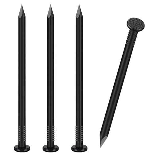 VGBUY 39PCS Hardware Nails, 4 Inch Flat Head Black Nails for Hanging Pictures, Picture Hanging Nails, Long Nails, Wall Nails, Wood Nails, Finishing Nails - color: Black, size: 4 in