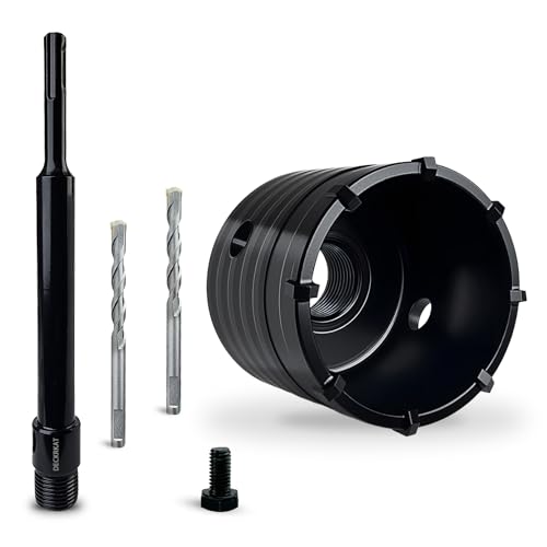 DECKRKAT 2-1/2" Concrete Hole Saw Kit,Electroplated Black Quenching Tech,Heavy-Duty Thickened Alloy Teeth,SDS Plus Shank & 2 Center Bits for Concrete,Brick,Stone. - size: (65mm)2-1/2"