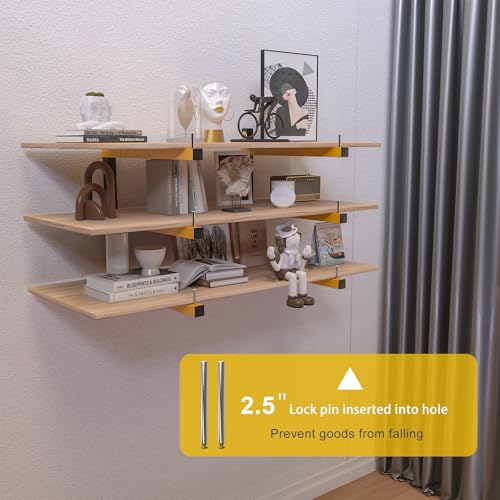 4 PACK Lumber Storage Rack Wall Mount Wood Organizer Storage Racks Heavy Duty Shelf Brackets with 6-Level System 720 LB Sturdy Folding Garage Wall Shelving, Snowboard Rack for Indoor and Outdoor - color: Yellow, size: B– 4 Pack, 6-Tier