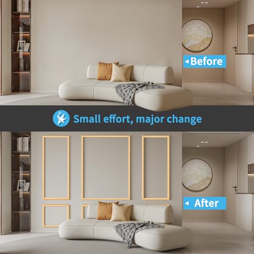 Art3d Pre-Cut Wall Molding Set of 6 pcs, 3 Top 3 Bottom, Oak - color: ‎Oak: Style 2