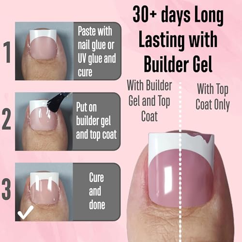 NOVO OVO French Tip Toe Nail Tips Press on, Sharp Square Pre-Designed Soft Gel False Toenail Extension, BABY PINK Pre-applied Tip Primer & Base Coat, Full Cover Acrylic for DIY x 15 Sizes 240 pcs - color: Sharp Square French Tip Baby Pink