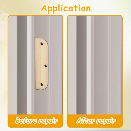 Taiyin 8 Pack 3.5 Inch Hinge Repair Wooden Plate Door Hole Cover Plate Wooden Hinge Filler Wood Repair Kit Kitchen Cabinet Hinges Cabinet Door Blanks with Double Sided Tapes