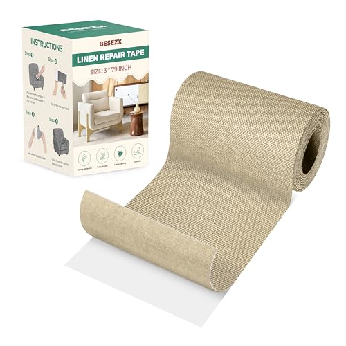 BESEZX Linen Fabric Repair Tape Upholstery Tape 3x79 Inch - color: Khaki, size: 3*79 inch