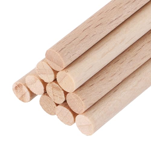 MECCANIXITY Wooden Dowel Rods,(5mm) 1/4 x 8 Inch Round Wooden Rod Unfinished Solid Wood Sticks Crafts Wand for Arts Decoration, Craft and DIY Projects Wand,Pack of 10 - size: (5mm)1/4 x 8 Inch