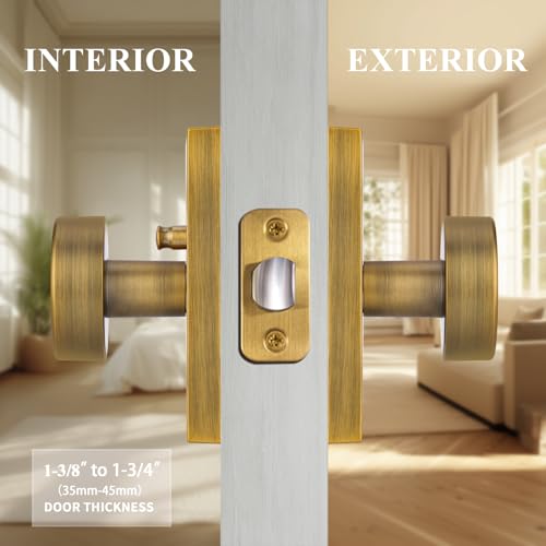 Antique Brass Door Knobs Privacy Door Knobs Interior with Lock - color: Antique Brass