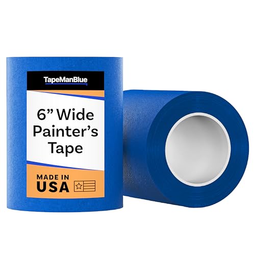 TapeManBlue Wide Painters Tape 6 inch x 60 yds, Made in USA, Extra Wide Masking Tape for Laser Cutting, 3D Printing, and Painting, Removes Cleanly with No Residue - size: 6 inch x 60 yards