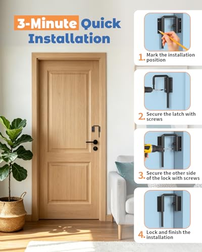 Sliding Door Loop Lock, Security U-Bolt Locks, Black-4PCS - color: Black-4PCS