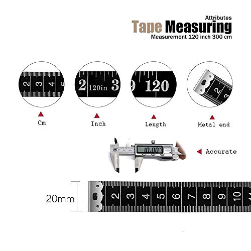 Tape Measure Body Measuring Tape, 120 Inch Soft Fabric Measuring Tape for Sewing Cloth Measurement, Double Scale Tailor Ruler for Weight Loss Medical Measurement Nursing Craft(2 Pack/Black) - color: Black
