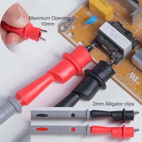TKDMR 19Pcs Electrical Multimeter Test Leads Set with Alligator Clips Test Hook Test Probes Lead Professional,5 Colors Jumper Wires Kit 1000V 10A CAT.II