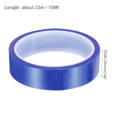 uxcell Blue Heat Tape, 1 Roll 25mmx33m 108ft High Temperature Heat Resistant Tape for Sublimation,Heat Vinyl Press,Heat Transfer, Circuit Board, No Residue - color: Blue, size: 25mmx33m