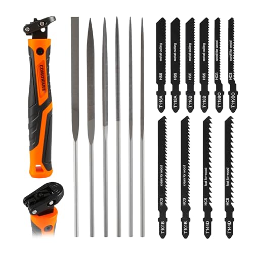 17Pcs Handsaw & File Set, Blade Quick Change, 10 Saw Blades & 6 Files