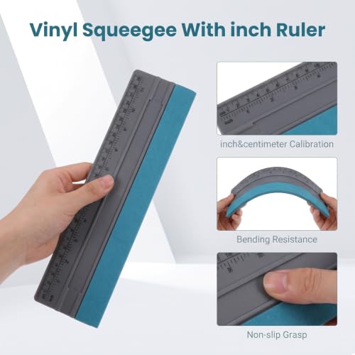 Wallpaper Smoothing Tool, Professional Vinyl Squeegee with Ruler | Felt Squeegee for Vinyl Decals Sticker Paper Wallpaper Window Film Tools (Gray, 12inch) - size: 12in Gray