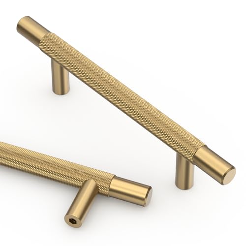 Asidrama 10 Pack 3.75 Inch(96mm) Champagne Bronze Knurled Kitchen Cabinet Handles, Cabinet Pulls Kitchen Cabinet Hardware for Cupboard Drawer Pulls - color: Champagne Bronze, size: 3.75" Hole Center