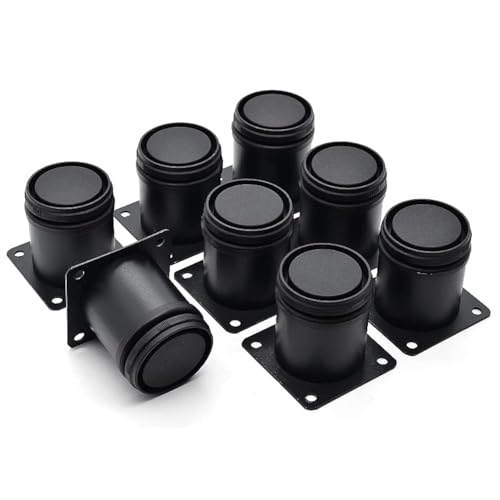 2.5 Inch Metal Furniture Legs Stainless Steel Adjustable Legs Black Metal Legs Round Cabinet Legs for Coffee Table Cabinet Desk Sofa Shelves, Pack of 8 - color: Black, size: 2.5"